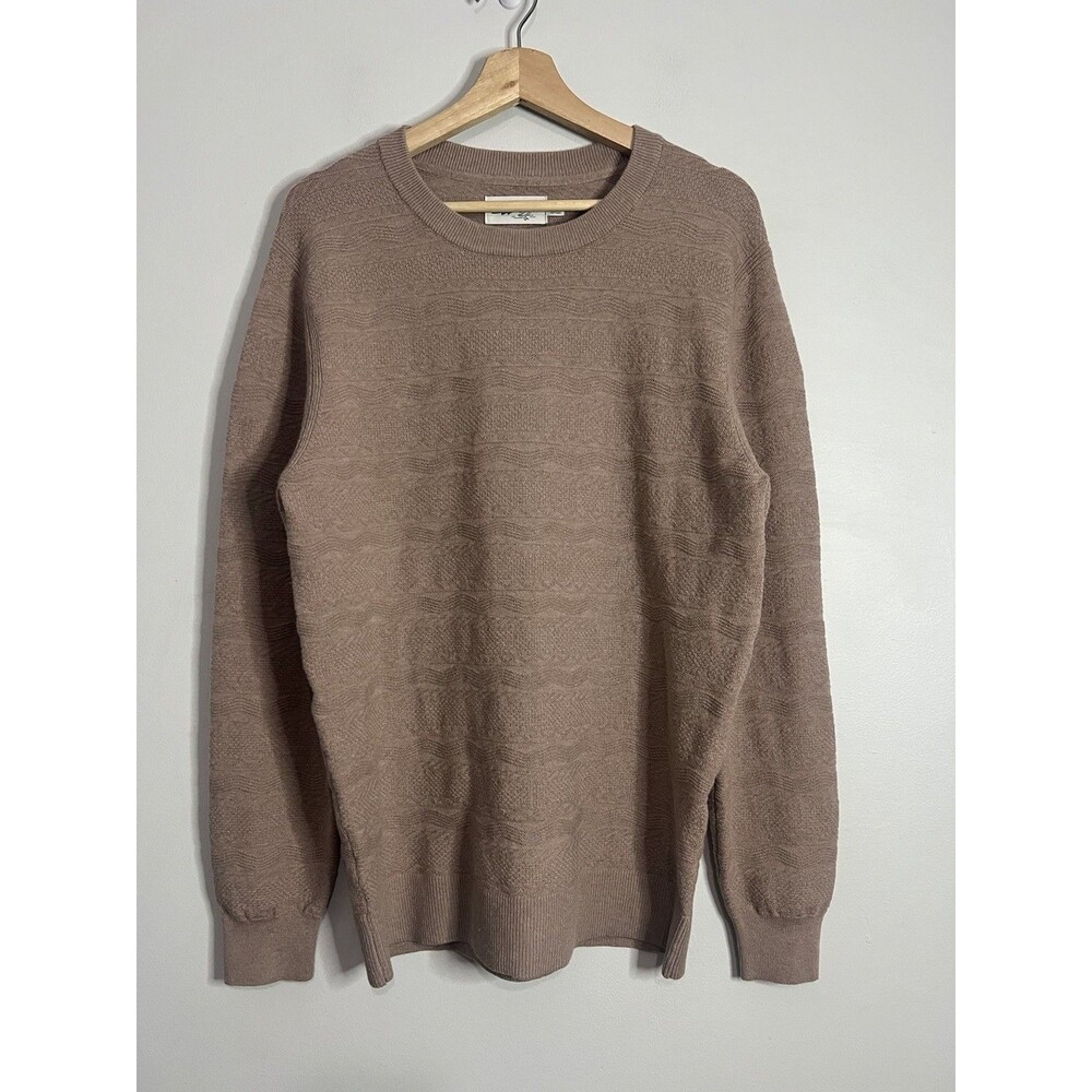 Wellen Dark Cream Brown Extra Fine Merino Blend Crewneck Sweater Medium